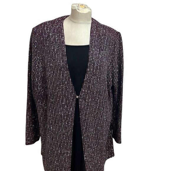 Onyx Nite  by Wendye Chaitlin Red Duster Cardigan  Crystals Size 24 - Picture 2 of 10